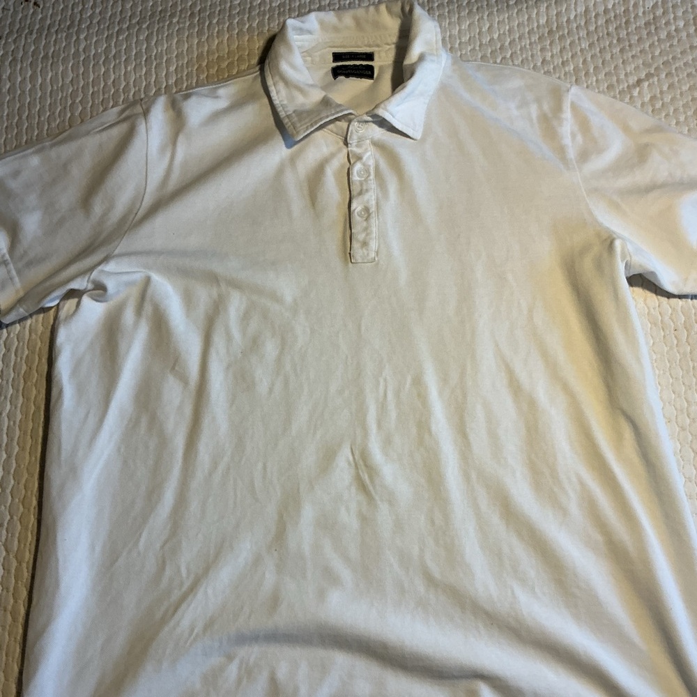 Men's White Polo Shirt with Three-Button Placket